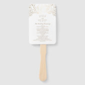 Weiß und Gold | Hochzeitsprogramm für Gipskräuter Fächer (Vorderseite)