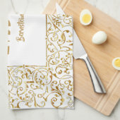 Weiß und Gold jüdisches Geschenk Hebräisch Shabbat Geschirrtuch (Viertel Falte)