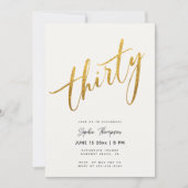 Weiß und Gold Minimalistisch Elegant 30. Geburtsta Einladung (Vorderseite)