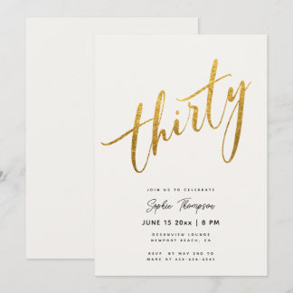 Weiß und Gold Minimalistisch Elegant 30. Geburtsta Einladung