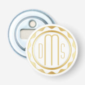 Weiß und Gold mit Monogram Flaschenöffner (Vorderseite)