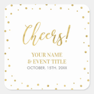 Weiß und Gold   Modern Cheers Adult Birthday Gefal Quadratischer Aufkleber