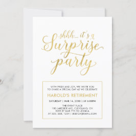 Weiß und Gold | Modern Surprise Retirement Party Einladung