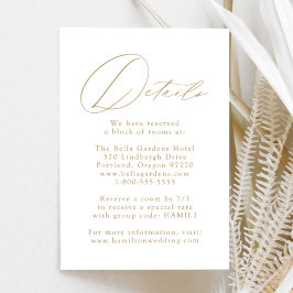 Weiß und Gold Moderne Elegante Hochzeiten Details Begleitkarte