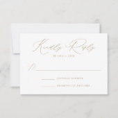 Weiß und Gold Moderne Hochzeit RSVP Karte (Vorderseite)