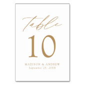 Weiß und Gold Moderne Hochzeit Tischnummer (Rückseite)