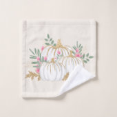 Weiß und Gold Pumpkins Wasserfarbmuster Badhandtuch Set (Waschlappen)