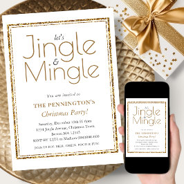 Weiß und Gold | Weihnachts-Party Einladung