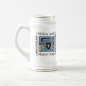 Weiß und Goldbier Stein mit Molon Labe Logo Bierglas (Links)