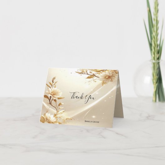 Weiß- und Goldblumen-Dankeskarten Dankeskarte (Vorderseite)