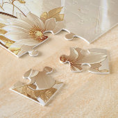 Weiß- und Goldblumen-Puzzle Puzzle (Seite)
