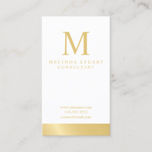 Weiß und Goldelegantes Monogramm Visitenkarte