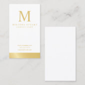 Weiß und Goldelegantes Monogramm Visitenkarte (Vorne/Hinten)