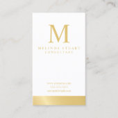 Weiß und Goldelegantes Monogramm Visitenkarte (Vorderseite)