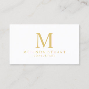 Weiß und Goldelegantes Monogramm Visitenkarte