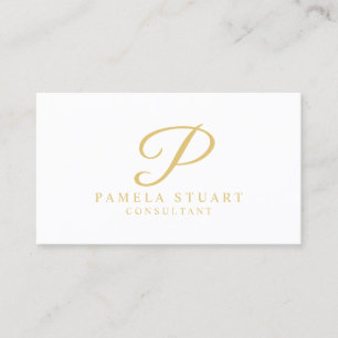 Weiß und Goldelegantes Monogramm Visitenkarte