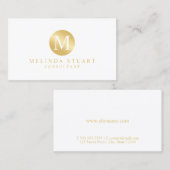 Weiß und Goldelegantes Monogramm Visitenkarte (Vorne/Hinten)