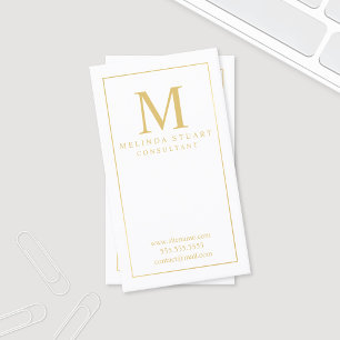 Weiß und Goldelegantes Monogramm Visitenkarte