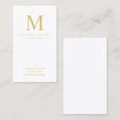Weiß und Goldelegantes Monogramm Visitenkarte (Vorne/Hinten)