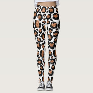 Weiß und Goldfolien-Gepard-oder Leopard-Muster Leggings