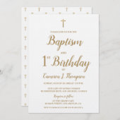 Weiß- und Goldhue-Taufe Geburtstagsgewohnheit Einladung (Vorne/Hinten)