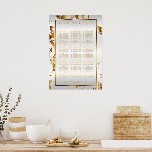 Weiß- und Goldmarmor - Seating Chart (12) Poster (Küche)