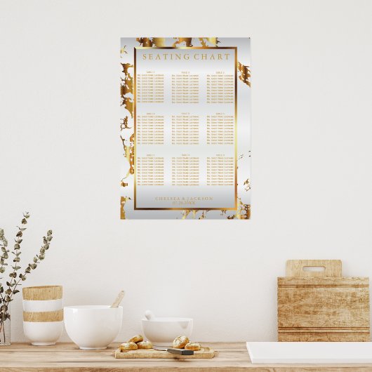 Weiß- und Goldmarmor - Seating Chart (9) Poster (Küche)