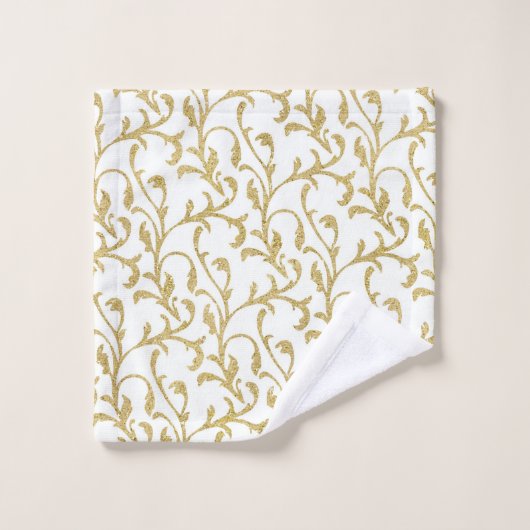 Weiß- und Goldmuster Badhandtuch Set (Waschlappen)
