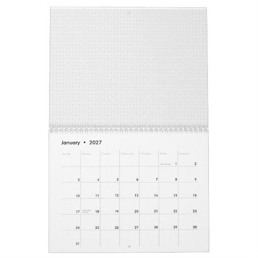 Weiß und grau geometrisches Muster mit Verriegelun Kalender (Jan 2027)