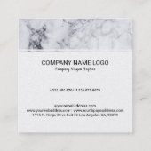 Weiß und Grau Moderne Imitate Marmor Quadratische Visitenkarte (Rückseite)