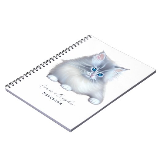 Weiß und Gray Fluffy Furry Kitten Notizblock (Linke Seite)