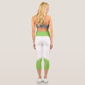 Weiß und grün, blühende weiße Streifen Name modern Capri Leggings (Rückseite)