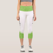 Weiß und grün, blühende weiße Streifen Name modern Capri Leggings (Vorderseite)