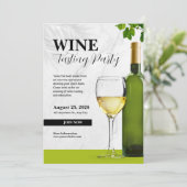 Weiß und grün Elegantes Party Weinverkostung Einladung (Stehend Vorderseite)