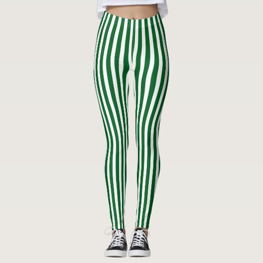 Weiß und grün gestreift leggings (Vorderseite)
