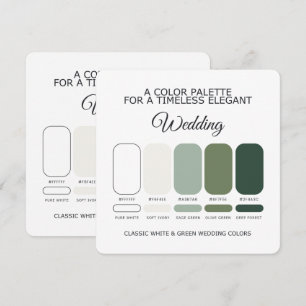 Weiß und Grün Hochzeitsfarben-Palette Karte