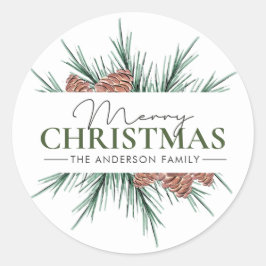 Weiß und Grün Minimalistisch Runder Aufkleber