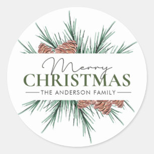 Weiß und Grün Minimalistisch Runder Aufkleber