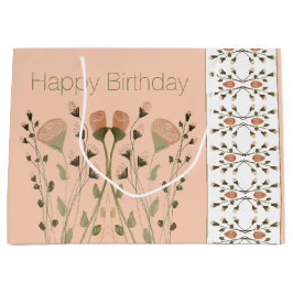 Weiß und grün mit weichem Pfirsich Große Geschenktüte