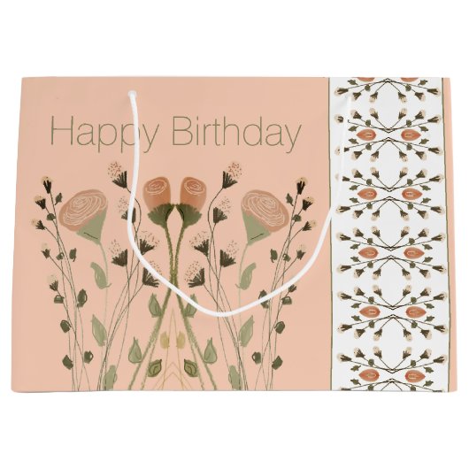 Weiß und grün mit weichem Pfirsich Große Geschenktüte (Vorderseite)