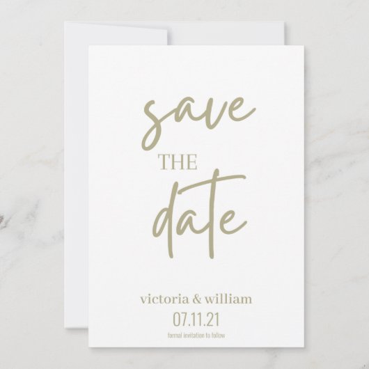 Weiß und grün modern Save the Date (Rückseite)