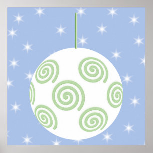 Weiß und Grün Weihnachtsbaum. Auf Starry Blue. Poster