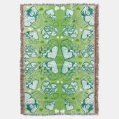 Weiß und grün-weißes Muster romantischer Herzrhyth Decke (Vorderseite Vertikal)