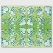 Weiß und grün-weißes Muster romantischer Herzrhyth Geschenkpapier (Flach)