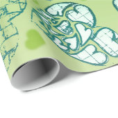 Weiß und grün-weißes Muster romantischer Herzrhyth Geschenkpapier (Rolleneckpunkt)