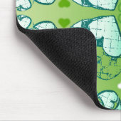 Weiß und grün-weißes Muster romantischer Herzrhyth Mousepad (Ecke)