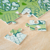 Weiß und grün-weißes Muster romantischer Herzrhyth Puzzle (Seite)