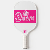 Weiß und hell rosa Königin Crown Modern Monogram Pickleball Schläger (Vorderseite)
