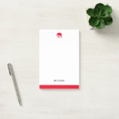 Weiß und hell Rot Elefant & Grenze, Name Post-it Klebezettel (Büro)