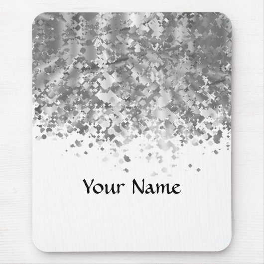 Weiß und Imitat-Glitter personalisiert Mousepad (Vorne)